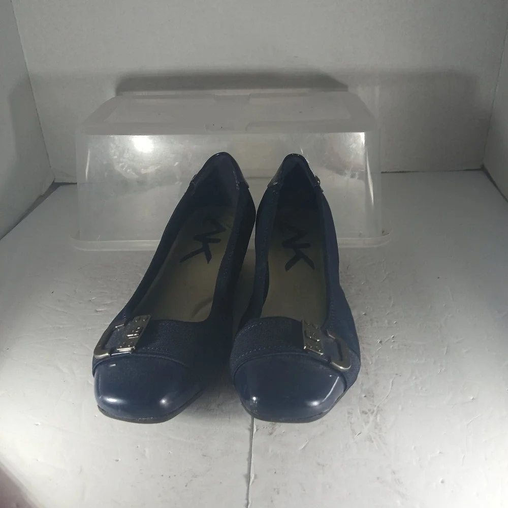 Anne Klein Sport Wedge Pumps 8M Navy Blue Business Casual Professional